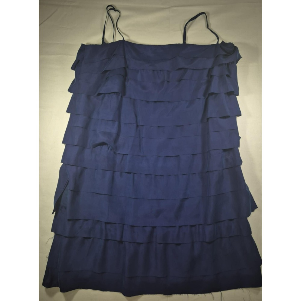 Ann Taylor Loft silk royal blue tiered ruffled dress adjustable straps‎ sz 12